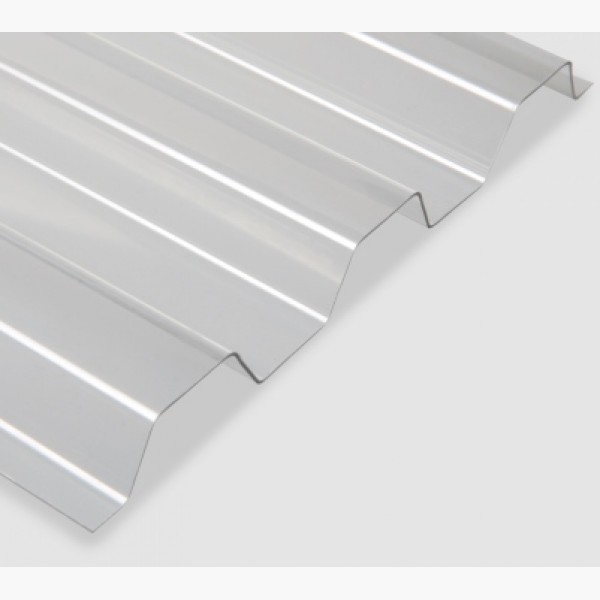 Wellplatte PVC Trapez 70/18 klarbläulich 1,4mm, Breite 1095mm
